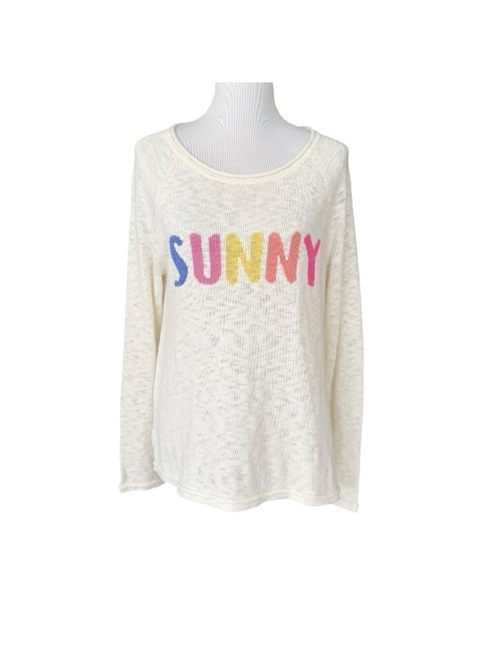 Lilly Pulitzer SUNNY Danette Sweater Sz Large White Cotton Beach Resort Coastal